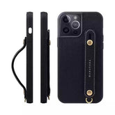 iPhone 16 Pro Max 15 14 13 Leather Case with Phone Grip and Lanyard